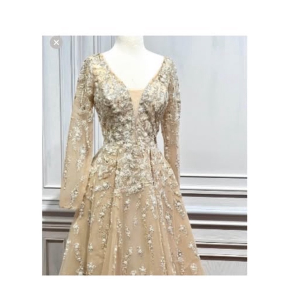 Elegant Embellished Cream Dress